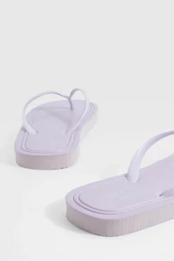 Sandals*boohoo Wide Fit Round Toe Flip Flops lilac