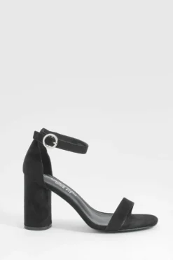 Heels*boohoo Wide Fit Rounded Heel 2 Part Barely There Heels black