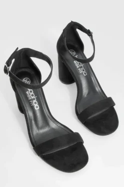 Heels*boohoo Wide Fit Rounded Heel 2 Part Barely There Heels black