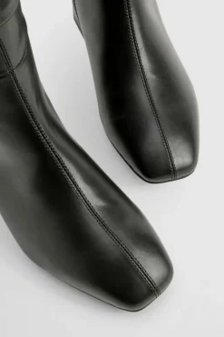 Heels|Over The Knee Boots*boohoo Wide Fit Ruched Block Knee High Boots black