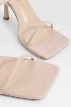 Heels*boohoo Wide Fit Skinny Strap Square Toe Barely There nude