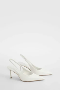 Heels*boohoo Wide Fit Slingback Court Shoe white