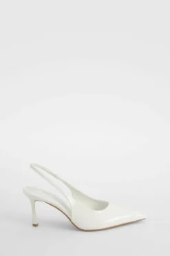 Heels*boohoo Wide Fit Slingback Court Shoe white
