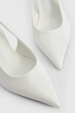 Heels*boohoo Wide Fit Slingback Court Shoe white