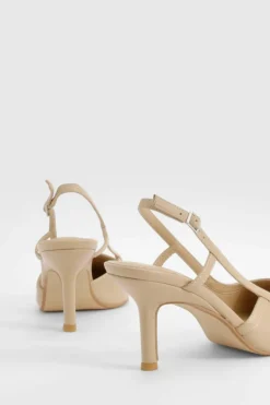 Heels*boohoo Wide Fit Slingback Court Shoes nude