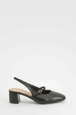 Ballet Flats|Flats*boohoo Wide Fit Slingback Low Block Ballet black