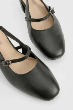 Ballet Flats|Flats*boohoo Wide Fit Slingback Low Block Ballet black