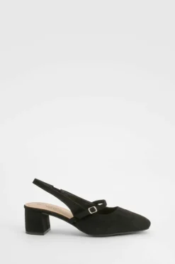 Ballet Flats|Flats*boohoo Wide Fit Slingback Low Block Ballet black
