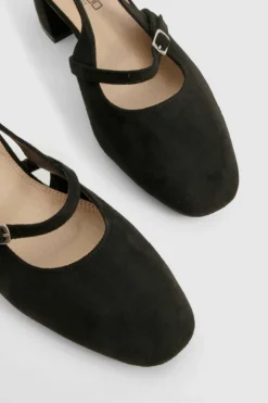 Ballet Flats|Flats*boohoo Wide Fit Slingback Low Block Ballet black