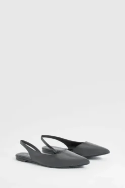 Flats*boohoo Wide Fit Slingback Patent Pointed Flats black