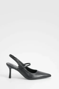 Heels*boohoo Wide Fit Slingback Strap Detail Court Shoes black