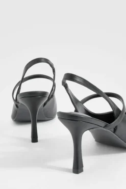 Heels*boohoo Wide Fit Slingback Strap Detail Court Shoes black