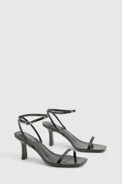 Heels*boohoo Wide Fit Snake 2 Part Heels black