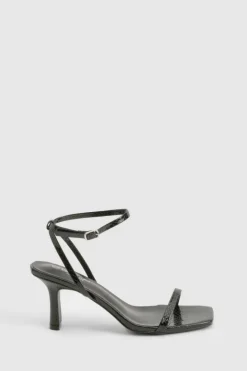 Heels*boohoo Wide Fit Snake 2 Part Heels black
