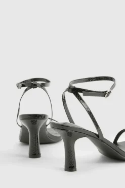 Heels*boohoo Wide Fit Snake 2 Part Heels black