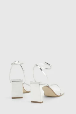 Heels*boohoo Wide Fit Square Double Strap Heels silver