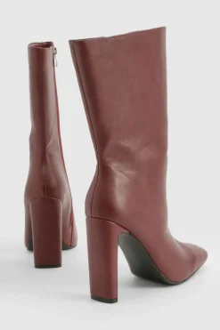 Heeled Boots|All Boots*boohoo Wide Fit Square Toe Heeled Boots cherry