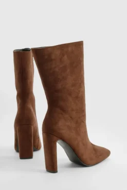 All Boots|Boots*boohoo Wide Fit Square Toe Heeled Boots brown