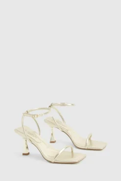 Heels*boohoo Wide Fit Square Two Part Heels gold