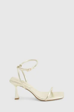 Heels*boohoo Wide Fit Square Two Part Heels gold