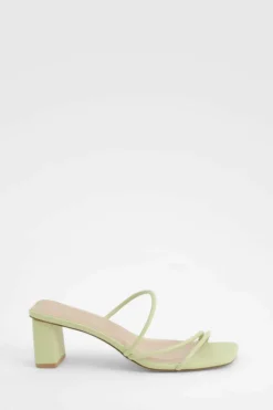 Heels*boohoo Wide Fit Strappy Low Block Heel Mule lime