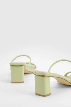 Heels*boohoo Wide Fit Strappy Low Block Heel Mule lime