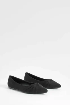 Flats*boohoo Wide Fit Twist Front Pointed Flats black