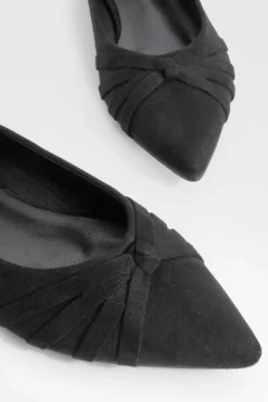 Flats*boohoo Wide Fit Twist Front Pointed Flats black