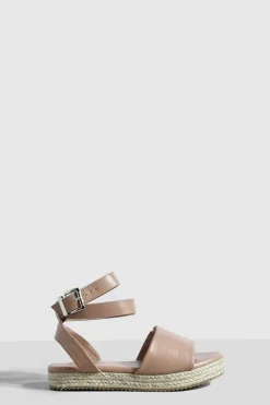 Sandals*boohoo Wide Fit Two Part Flatform Sandals nude