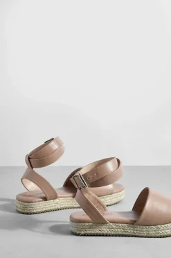 Sandals*boohoo Wide Fit Two Part Flatform Sandals nude