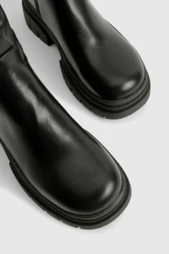 Over The Knee Boots|Knee High Boots*boohoo Wide Fit Wave Sole Knee High Boots black