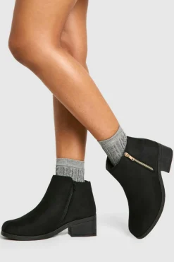 Heeled Boots|Ankle Boots*boohoo Wide Fit Zip Side Chelsea Boots black