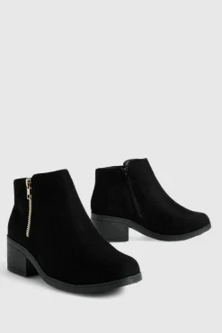 Heeled Boots|Ankle Boots*boohoo Wide Fit Zip Side Chelsea Boots black