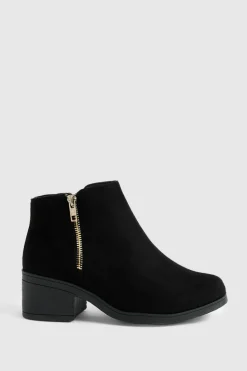 Heeled Boots|Ankle Boots*boohoo Wide Fit Zip Side Chelsea Boots black