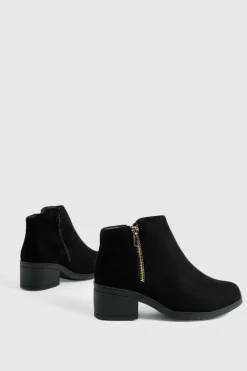 Heeled Boots|Ankle Boots*boohoo Wide Fit Zip Side Chelsea Boots black