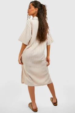 Jumper Dresses|Jumper Dresses*boohoo Wide Rib Collared Knitted Dress stone