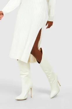 Jumper Dresses|Jumper Dresses*boohoo Wide Rib Knit Collared Soft Jumper Dress ecru