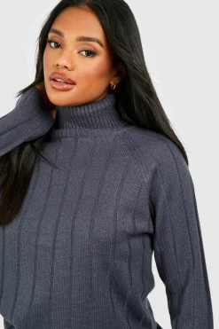 Knitted Co-Ords|Knitwear*boohoo Wide Rib Roll Neck & Trouser Knitted Co-ord charcoal
