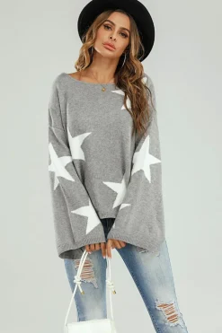 Oversized Jumpers*FS Collection Wide Sleeve Oversized Jumper With White Star Grey