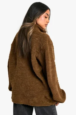 Sweatshirts|Hoodies & Sweatshirts*boohoo WIDE SLEEVE POCKET DETAIL KANGAROO POCKET HALF ZIP OVERSIZED WEATSHIRT taupe