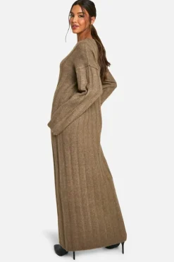 Maxi Dresses|Jumper Dresses*boohoo Wide Soft Rib Knitted Maxi Dress mocha