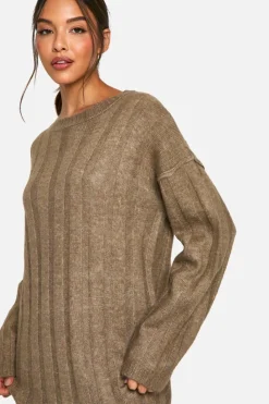 Maxi Dresses|Jumper Dresses*boohoo Wide Soft Rib Knitted Maxi Dress mocha