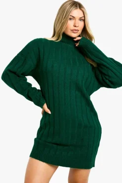 Jumper Dresses|Jumper Dresses*boohoo Wide Soft Rib Roll Neck Jumper Dress bottle