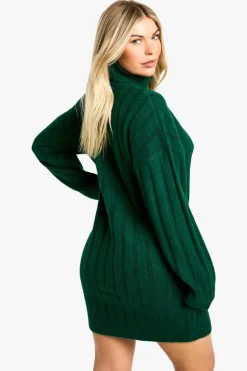 Jumper Dresses|Jumper Dresses*boohoo Wide Soft Rib Roll Neck Jumper Dress bottle