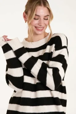 Jumper Dresses|Jumper Dresses*Blue Vanilla Wide Stripe Crew Neck Jumper Dress Stone