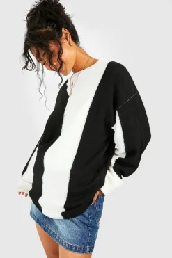 Oversized Jumpers*boohoo Wide Stripe Oversized Jumper black