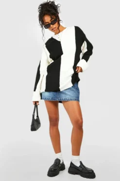 Oversized Jumpers*boohoo Wide Stripe Oversized Jumper black