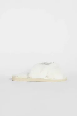 Slippers|Slippers*boohoo Wifey Embellished Slippers cream