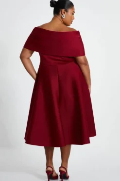 Midi Dresses*Quiz Curve Skater Midi Dress Wine