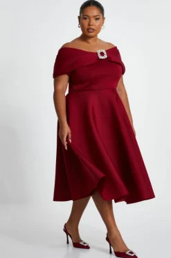 Midi Dresses*Quiz Curve Skater Midi Dress Wine